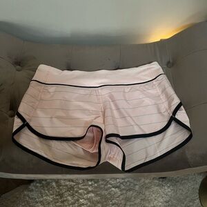 Lululemon Pink Striped Shorts with Black Trim